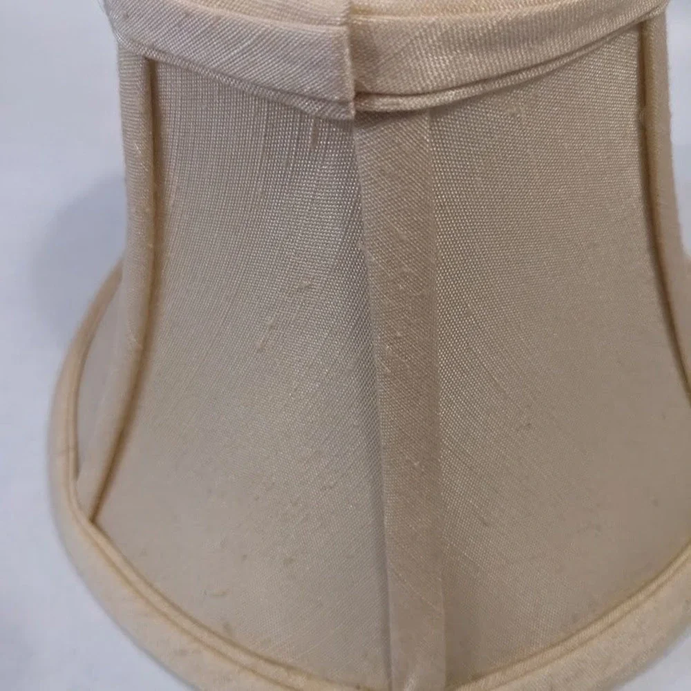 Set of 5 Cream Faux Silk Bell Chandelier Lamp Shades Clip On 5 Inch Off White